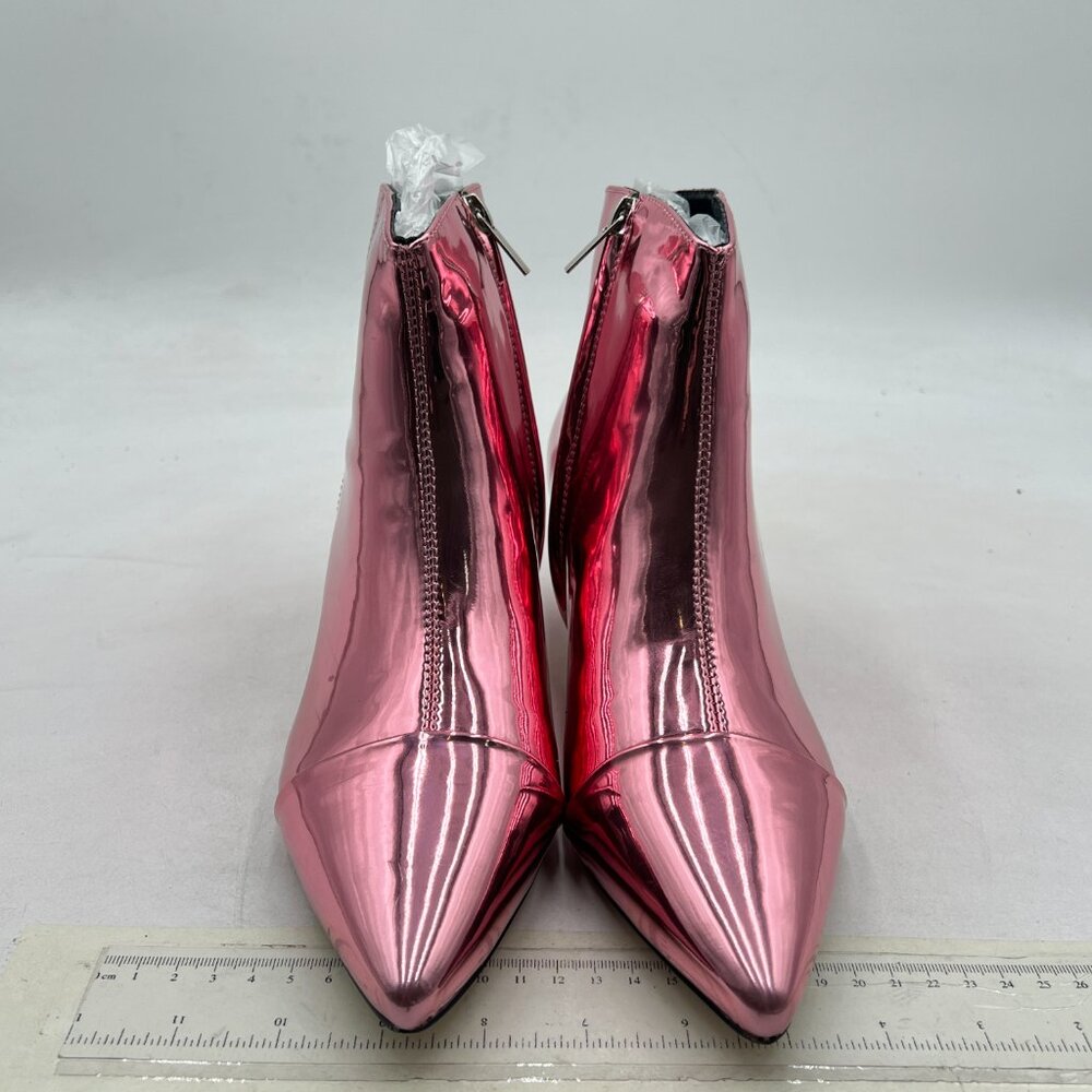 XYD Light Pink Kitten Heel Ankle Boots Pointed Toe Side Zipper Prom Party Shoes - Picture 2 of 7